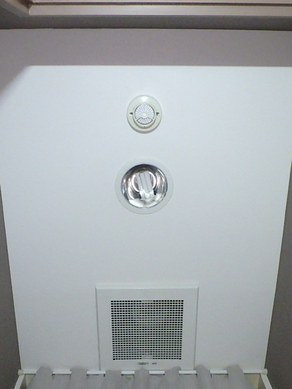 交換前の古いツイン蛍光灯ダウンライトが設置されているトイレの天井（リフォーム前）