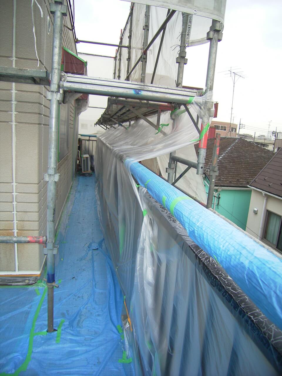 アルミ手すりの養生