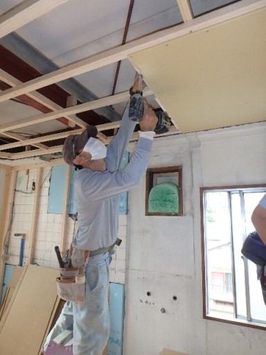 防カビ材を塗った天井の造作