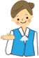 キッチンの換気扇タイプ選びをサポートするアドバイザー女性のイラスト